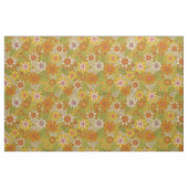 1960er, 1970er Jahre, grün & orange Retro floral Stoff (Yard (91,4 cm))