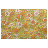 1960er, 1970er Jahre, grün & orange Retro floral Stoff (Fat Quarter (45,7 x 55,9 cm))