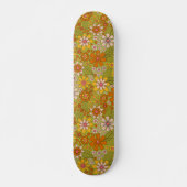 1960er, 1970er Retro Floral in Grün, Rosa und Oran Skateboard (Vorne)