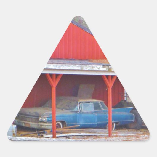 1960er BLUE CADILLAC DEVILLE Oldtimer Dreieckiger Aufkleber (Vorderseite)