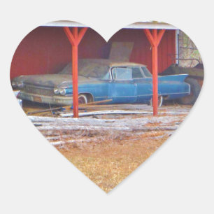 1960er BLUE CADILLAC DEVILLE Oldtimer Herz-Aufkleber
