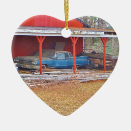 1960er BLUE CADILLAC DEVILLE Oldtimer Keramik Ornament (Vorne)