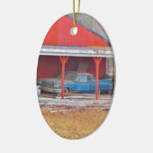 1960er BLUE CADILLAC DEVILLE Oldtimer Keramik Ornament (Links)