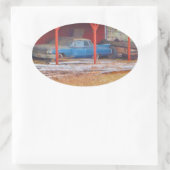 1960er BLUE CADILLAC DEVILLE Oldtimer Ovaler Aufkleber (Tasche)