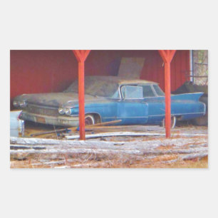 1960er BLUE CADILLAC DEVILLE Oldtimer Rechteckiger Aufkleber