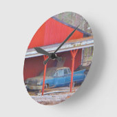 1960er BLUE CADILLAC DEVILLE Oldtimer Runde Wanduhr (Winkel)