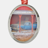1960er BLUE CADILLAC DEVILLE Oldtimer Silbernes Ornament (Links)
