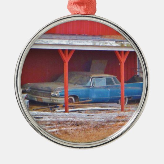 1960er BLUE CADILLAC DEVILLE Oldtimer Silbernes Ornament (Vorne)