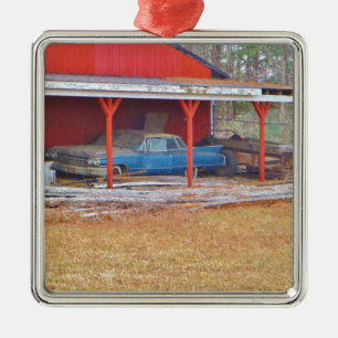 1960er BLUE CADILLAC DEVILLE Oldtimer Silbernes Ornament