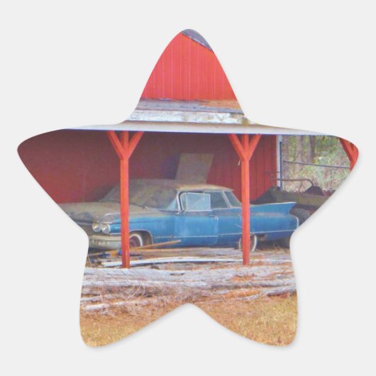 1960er BLUE CADILLAC DEVILLE Oldtimer Stern-Aufkleber (Vorderseite)