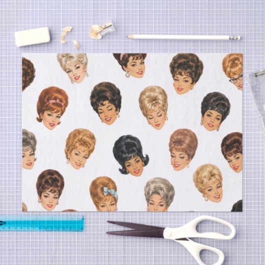 1960er Bouffant Damen Seidenpapier (Handwerk)