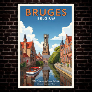1960er Brügge, Belgien Vintage-Reiseposter Poster