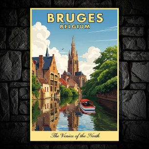 1960er Brügge, Belgien Vintage-Reiseposter Poster