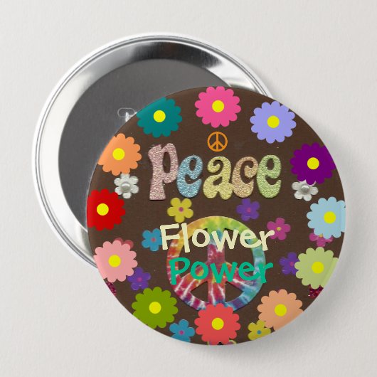 1960er Flower Power  Button (Vorne & Hinten)