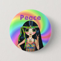 1960er-Friedenssignatur-Hippie-Mädchen mit Headban