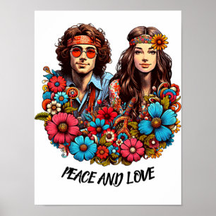 1960er Hippie Couple Blume Child Peace & Liebe art Poster