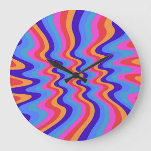 1960er Hippie Trippy Retro-Wallpaper Große Wanduhr