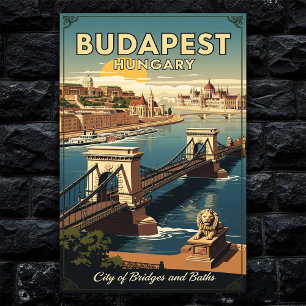 1960er Jahre Budapest, Ungarn Vintage-Reiseposter  Poster