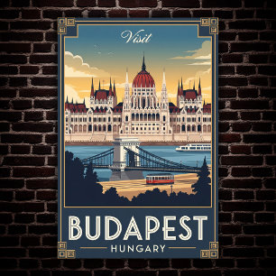 1960er Jahre Budapest, Ungarn Vintage-Reiseposter  Poster
