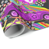 1960er Jahre Thema Groovy Girl Party Geburtstag Geschenkpapier (Rolleneckpunkt)