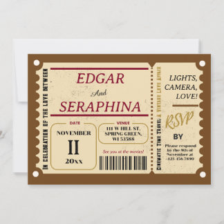 1960er Jahre Ticket Traditionelle Braune Vintage-H Einladung