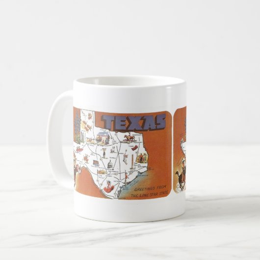 1960er Lone Star Staat Postcard TX Kaffeetasse (Vorderseite Links)