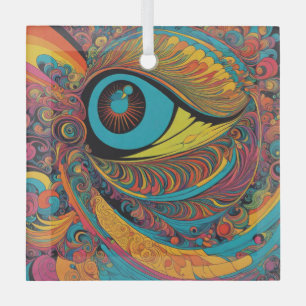 1960er Psychedelic Horror Vacui Kunstmuster Ornament Aus Glas