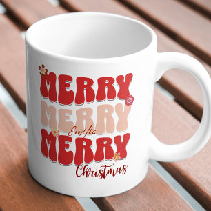 1960er Retro Groovy Rotes Frohe Weihnachten Boho N Tasse