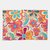 1960s 1970s Groovy Colorful Flower Power Geschirrtuch (Horizontal)