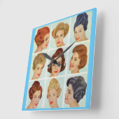 1960s hairstyles grid quadratische wanduhr (Winkel)