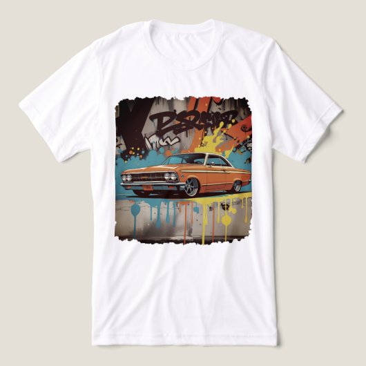 1960s Lowrider in Graffiti Fire Wall Art Style Tri-Blend Shirt (Design Vorderseite)
