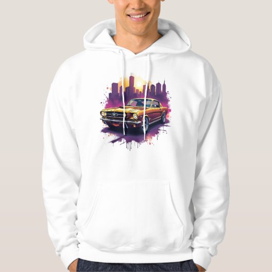 1960s Muscle Car with Urban Skyline Hoodie (Vorderseite)
