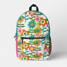 1960's Style Flowers Bedruckter Rucksack