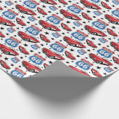 1961 C1 Red Classic Sports Car Retro Route 66 Zeic Geschenkpapier (Ecke)