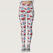 1961 C1 Red Classic Sports Car Retro Route 66 Zeic Leggings (Vorderseite)
