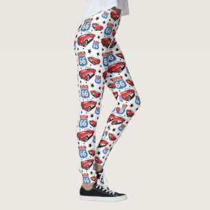 1961 C1 Red Classic Sports Car Retro Route 66 Zeic Leggings