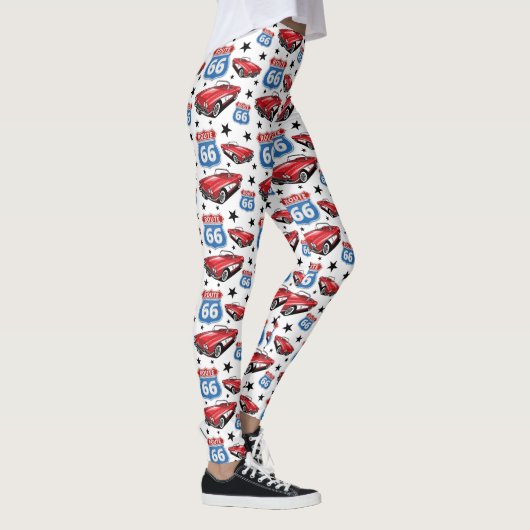 1961 C1 Red Classic Sports Car Retro Route 66 Zeic Leggings (Rechts)