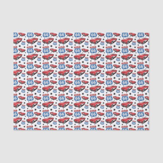 1961 C1 Red Classic Sports Car Retro Route 66 Zeic Seidenpapier (Vorderseite)