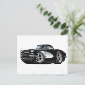 1961 Corvette Black Car Postkarte (Stehend Vorderseite)