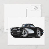 1961 Corvette Black Car Postkarte (Vorne/Hinten)