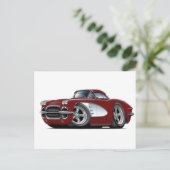 1961 Corvette Maroon Car Postkarte (Stehend Vorderseite)