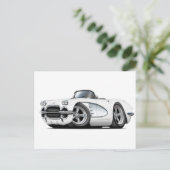 1961 Corvette White Convertible Postkarte (Stehend Vorderseite)