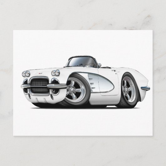 1961 Corvette White Convertible Postkarte (Vorderseite)