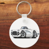 1961 Corvette White Convertible Schlüsselanhänger (Vorderseite)