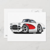 1961 Corvette White-Red Car Postkarte (Vorne/Hinten)