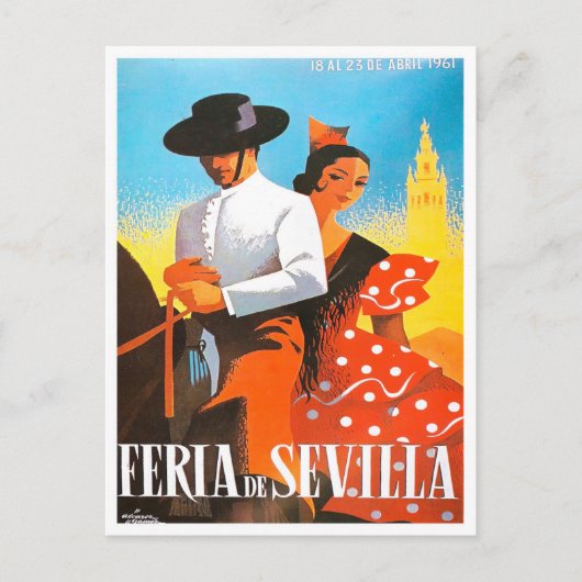 1961 feria de Sevilla Vintage Reise Postkarte (Vorderseite)