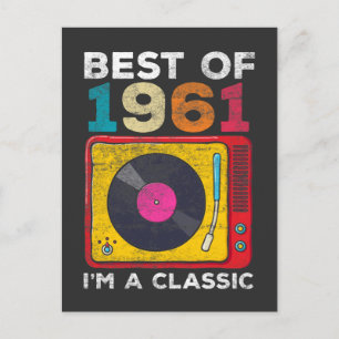 1961 Geboren Vintage 60. Geburtstag Vinyls Klassis Postkarte