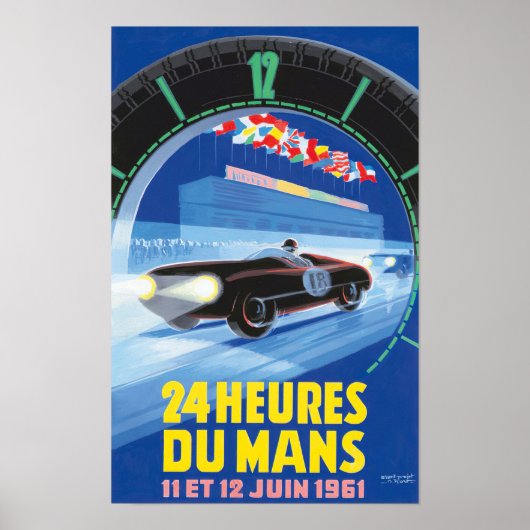 1961 Le Mans 24 Stunden Vintages Rennposter Poster (Vorne)