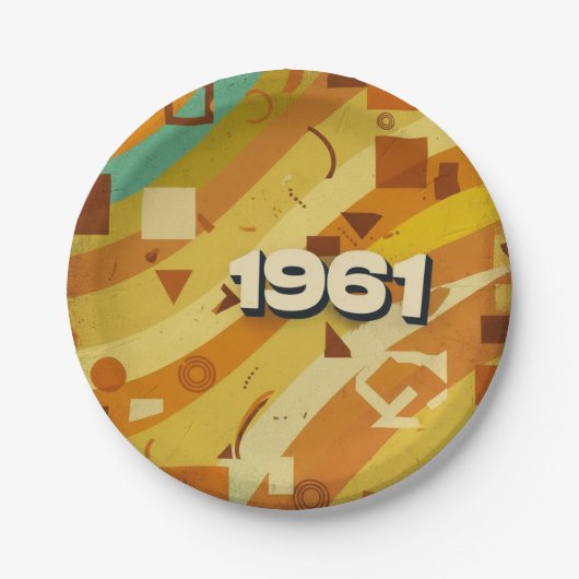1961 - Retro Vintager 60er Geometric Design - Pappteller (Vorderseite)