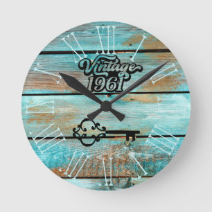1961 Vintages altes Holz Runduhr Runde Wanduhr